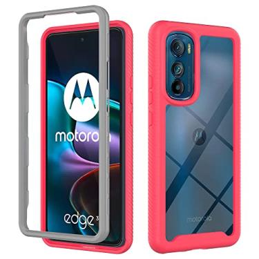 Imagem de Capas de proteção resistentes de cor sólida compatíveis com Motorola Edge 30 Edge30 capas de silicone de nível militar anti-queda capa traseira (rosa vermelha, Motorola Edge 30)