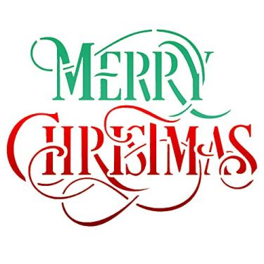 Imagem de Stencil de Acetato para Pintura de Natal OPA Simples 20 x 25 cm - 2556 Frase Merry Christmas