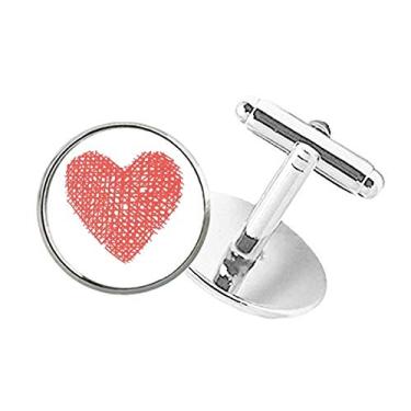 Imagem de DIYthinker Abotoaduras com clipe de botão redondo para dia dos namorados com desenho de grafite rosa