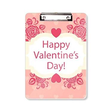 Imagem de Prancheta de prancheta Happy Valentine's Day rosa e branco A4