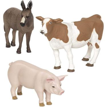 Imagem de Terra por Battat – Animais de Fazenda (Burro, Vaca, Porco) - Brinquedos animais de fazenda com brinquedo de burro para crianças 3+ Pc, Multi