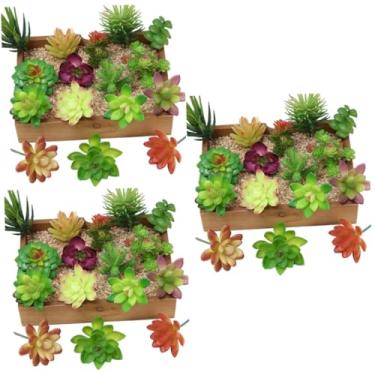 Imagem de Ciieeo 48 Peças simulação de suculentas falsas plantas suculentas decoração de casa plantar pote carnudo decorativo de simulação decoração de mini casa de simulação pequena