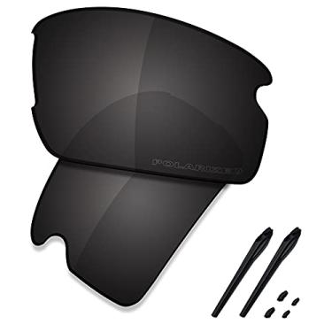 Imagem de SAUCER Lentes de reposição premium e kits de borracha para óculos de sol Oakley Flak 2.0 OO9295 de alta definição - preto carbono polarizado