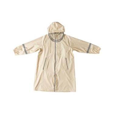Imagem de menolana Capa de chuva infantil, poncho à prova d'água com bolsos e capuz, roupa externa longa para estudantes, jaqueta de chuva reflexiva com capuz