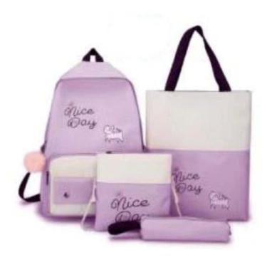 Imagem de Mochila Feminina Escolar Juvenil Grande  Passeio- Kit com 4 Pçs - Attu