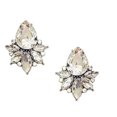 Imagem de Brincos Art Deco estilo retrô antigo de casamento formal com strass