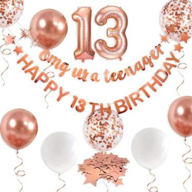 Imagem de Decoração de Aniversário Rosa e Dourado para 13 Anos - Tema Teen