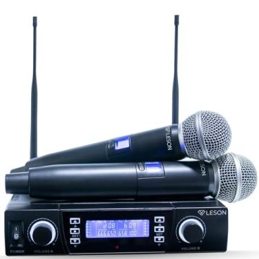 Imagem de Microfone Duplo Sem Fio Leson Lsx02 Digital 2 canais 200 frequencias Leson Cor Preto