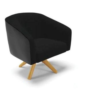 Imagem de Poltrona Decorativa Stella Em Suede Com Base Em Madeira