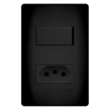 Imagem de Conjunto Fame Habitat Black - Interruptor Simples 16a, Tomada 2p+t 20a