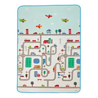 Imagem de Tapete Infantil de Atividades Macio Dupla Face Térmico Dobrável Colorido Estampas Divertidas 180x120 cm (Cidade)