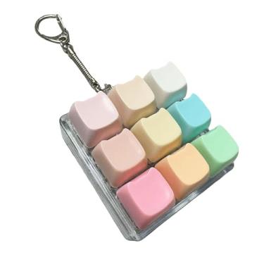 Imagem de Colaxi Brinquedo de teclado Fidget, brinquedo de clique de teclado, divertido, relaxante, cubo leve, portátil, teclado mecânico, chaveiro , Urso Arco-Íris