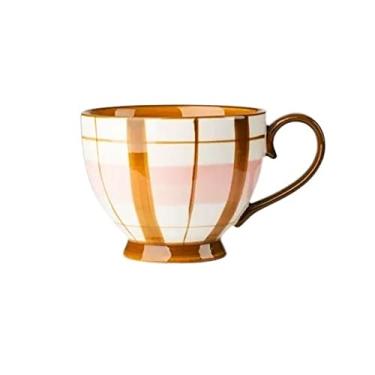 Imagem de GRFIT Caneca doméstica 500 ml grande capacidade café da manhã xícara de aveia multifuncional cerâmica café leite caneca de café (cor: latão)