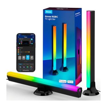 Imagem de Barras de Luz LED Smart para TV 45-70 polegadas, RGBIC TV Light Bars H6046, App Home, Wi-Fi/Bluetooth, Sincronização com Música, Controle por Voz al3x4 e Go0gl3, Kit 2 Unidades com Suportes