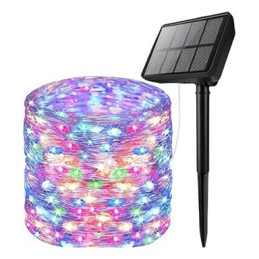 Imagem de Cordão de luzes solares - Luzes LED alimentadas por energia solar ao ar livre - Iluminação ambiente decorações de festa decorações de Natal para árvore, quintal, varanda, interior, casamento, jardim