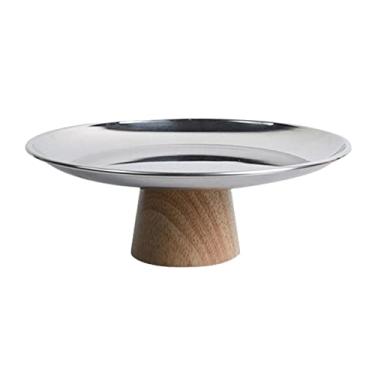 Imagem de Cesta de frutas e vegetais de bancada tigela simples metal prata prato de frutas varanda prato de armazenamento mesa de jantar mesa de café sobremesa bandeja de pé alto tigela lanche mesa centro de