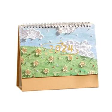 Imagem de ZABEES Calendário de mesa 2024 calendário bobina para fazer lista mensal agenda agenda organizador bonito material de escritório tamanho compacto