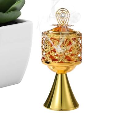 Imagem de Suporte de incenso dourado - incensário de incenso árabe oco de ferro - apanhador de cinzas para sala de ioga ao ar livre, restaurantes, meditação, campo, aromaterapia, hotel, amigos