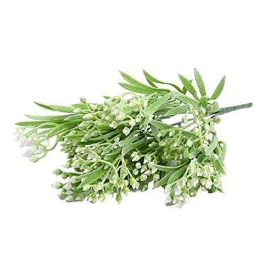 Imagem de Yalych Buquê artificial flor falsa plástico pequena flor e grama simulação planta planta verde decorações de casamento para recepção flores artificiais (cor: F, tamanho: tamanho único)