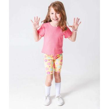 Imagem de Bermuda Infantil Ciclista Flores Marisa Tam 4 a 10 Ama-17113, Amarelo,