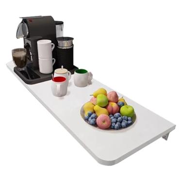 Imagem de Bancada de trabalho dobrável montada na parede, suporte de mesa dobrável de aço laminado a frio, mesa dobrável de parede flutuante dobrável para escritório e casa (branco, 100 x 30 cm)