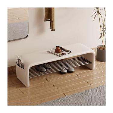 Imagem de Sapateira para entrada da porta da frente, banco de armazenamento de sapateira para entrada, com almofada, banco de corredor organizador de sapatos estável para sala de estar, assento de banco