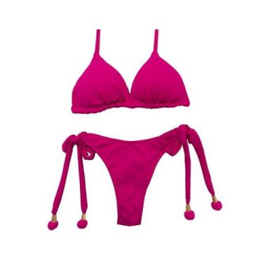 Imagem de Biquini Cortininha C/ Pompom Pink Praia Piscina Verão 22 - 1 Fit, Pink