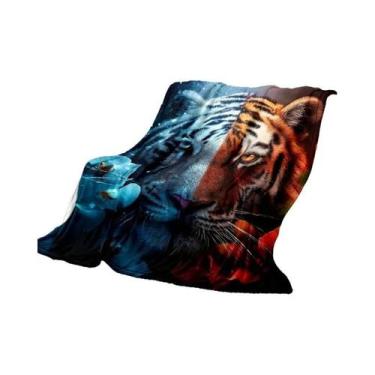 Imagem de Manta Sherpa 3D Super Macia Com Estampa De Tigre Para Primavera E Outo