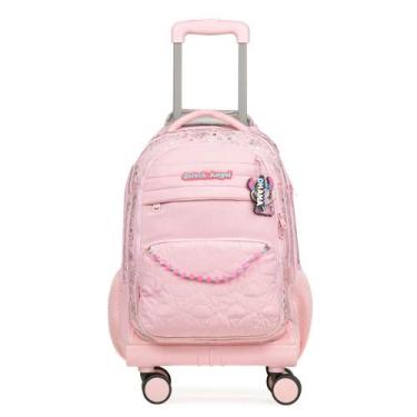 Imagem de Mochila de 4 Rodinhas Feminina Stitch & Angel Rosa Claro - Disney, U, 