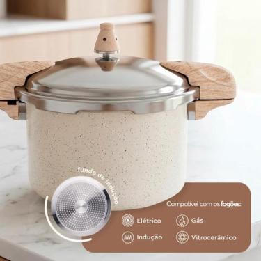 Imagem de Panela de Pressão Brinox Ceramic Life Pressure 5,4L com Fundo de Induç