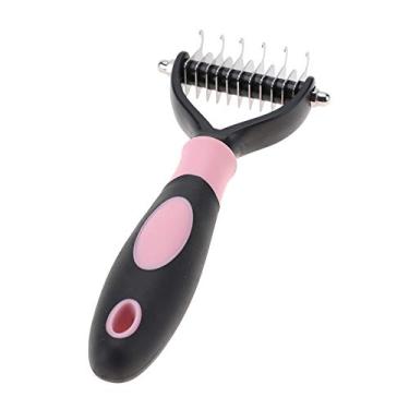 Imagem de Pente profissional de 2 lados para animais de estimação, escova de limpeza de pêlos, pentes de limpeza de pêlos, ferramentas de limpeza de cães e produtos de beleza (rosa)