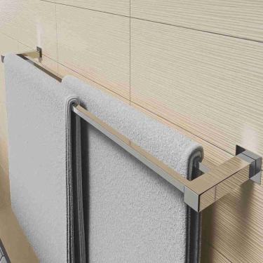 Imagem de Porta Toalha Toalheiro Duplo De Banheiro Lavabo 80cm Aço Inox 304 Q-TD80