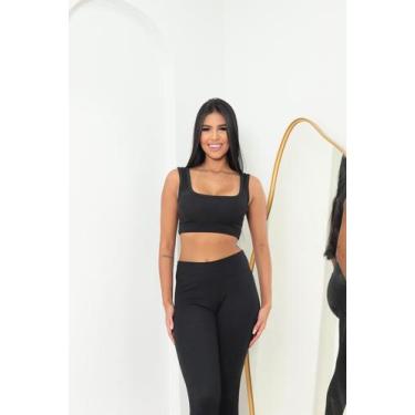 Imagem de Conjunto Top + Legging Canelado Feminino Academia Fitness - JinkingSto