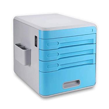Imagem de Gerenciador de arquivos - Caixa de gaveta de arquivo de documentos de escritório com 4 gavetas, tipo bloqueio de senha, armário de escritório portátil e caixa de armazenamento organizada (cor: azul)