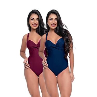 Imagem de Kit Maiô Feminino Bojo Fixo Transpassado Levanta Busto Praia - HYPE MO