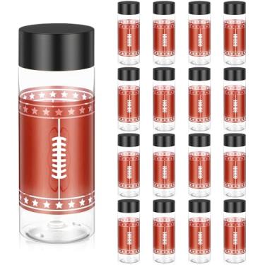 Imagem de Skylety 16 garrafas plásticas de suco de futebol de 340 g com tampa preta garrafas de bebida reutilizáveis jogadores de futebol a granel presentes de equipe para aniversários temáticos esportivos