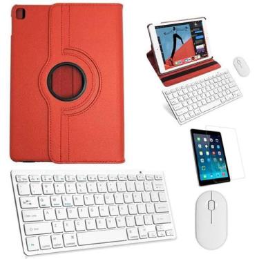 Imagem de Kit Capa 360 Vermelho / Teclado e Mouse branco e Película para iPad 20