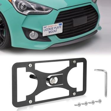 Imagem de Moldura frontal sem furadeira compatível com Hyundai Veloster 2012-2018 Suporte de montagem de gancho de reboque para placa de carro antifurto Capas de etiqueta de carro à prova de ferrugem