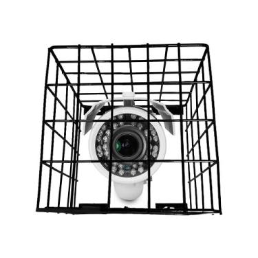 Imagem de Grade para Cameras de Monitoramento - Gaiola Protetora em aço - Preta 