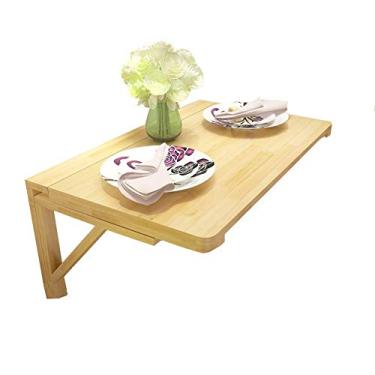 Imagem de LXB Mesa para computador de parede doméstica - mesa de jantar dobrável com folhas caídas, mesa suspensa de parede para escritório, cozinha de madeira / 100 x 50 cm