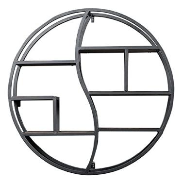 Imagem de Prateleira flutuante montada em forma redonda, decoração de casa, prateleiras de armazenamento de parede de madeira rústica para quarto, sala de estar, banheiro, cozinha e escritório