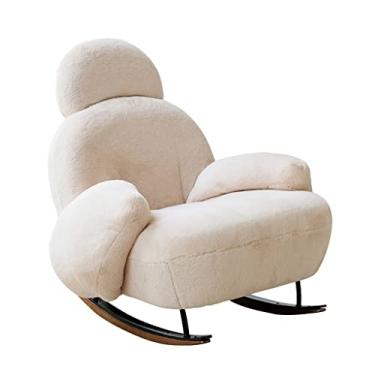 Imagem de UISLA Braço, sofá balançando, poltrona moderna e simples de lã de cordeiro, sofá, sala de estar, varanda, balanço, base de metal resistente, apoios de braços bonitos completos e grossos