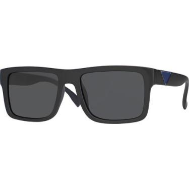 Imagem de Óculos de Sol Masculino Polarizado Quadrado UV400 Preto e Azul Village