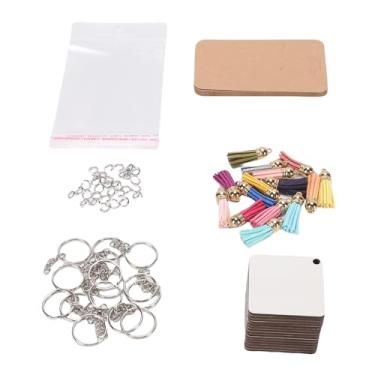 Imagem de Zerodis Kit de Confecção de Pingentes de Chaveiro de Sublimação Conjunto de Chaveiros de Transferência de Calor Em Branco de Sublimação, 15 Peças Em Branco de de MDF Dupla Face para Personalizados,