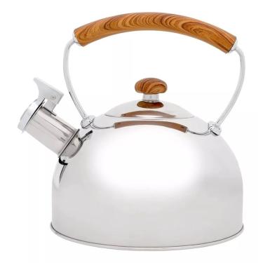 Imagem de Chaleira Inox C/ Alça De Bambu E Apito 2,3l