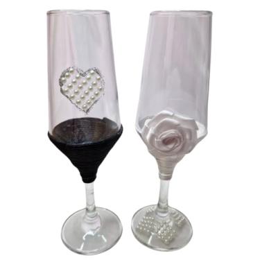 Imagem de 2 Taças Vidro Casamento Noivos Presente Amor