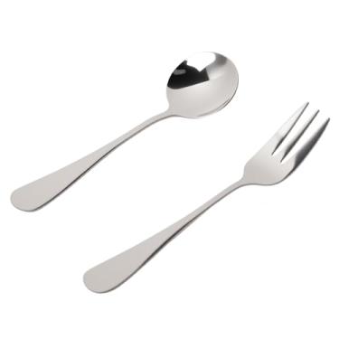 Imagem de ODSD Conjunto de colher e garfo de prata de 2 peças, talheres elegantes para uso diário, pode ser lavado na lava-louças e resistente a manchas