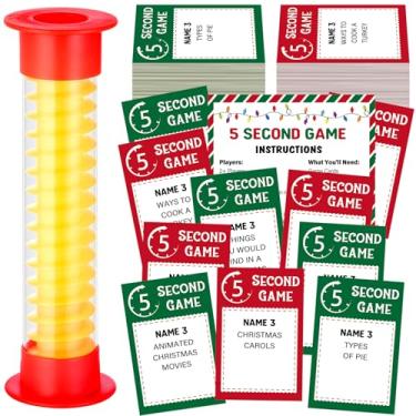Imagem de Christmas 5 Second Game, Xmas Party Games with 92 Question Cards and 5 Second Hourglass, Christmas Family Card Games for Family Friends Sleepovers Party Night Think Fast and Shout Out Answers