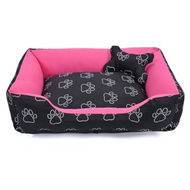 Imagem de Cama Pet para Cachorro e Gato Média | Confortável, Lavável e Impermeável | Zíper e Enchimento Removível(Pata Pink)