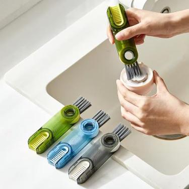 Imagem de Kit de escova de limpeza de fenda de tampa 4 em 1 multiuso esfregão de garrafa de silicone limpador de sulcos doméstico ferramenta de limpeza de lacunas de cozinha escova de limpeza de teclado (3